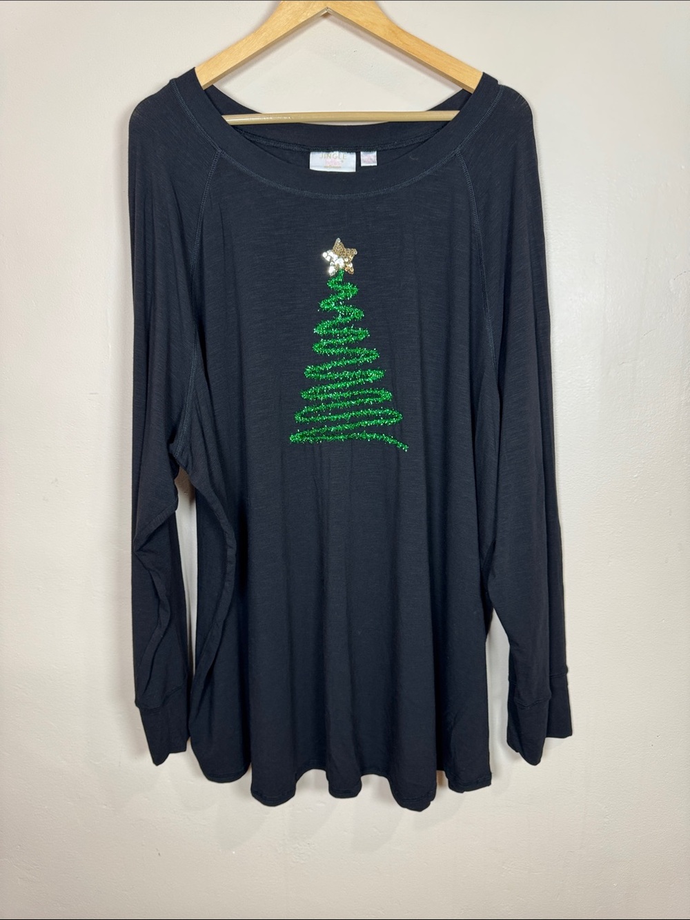 Belle by Kim Gravel Long-Sleeve Top Christmas Tree Plus Size 4X Festive Holiday